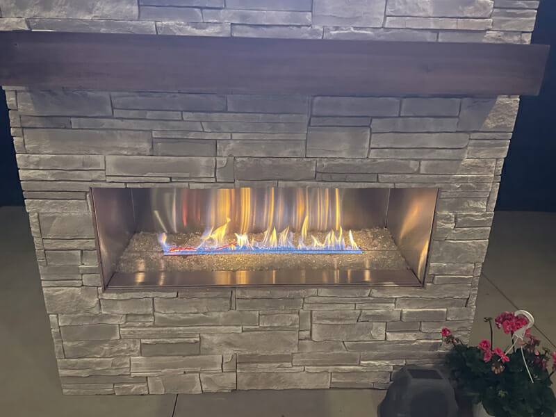Beautiful standalone fireplace unit with gas fire