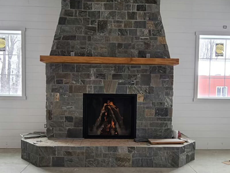 Low heat gas fireplace installation in Clarence, NY