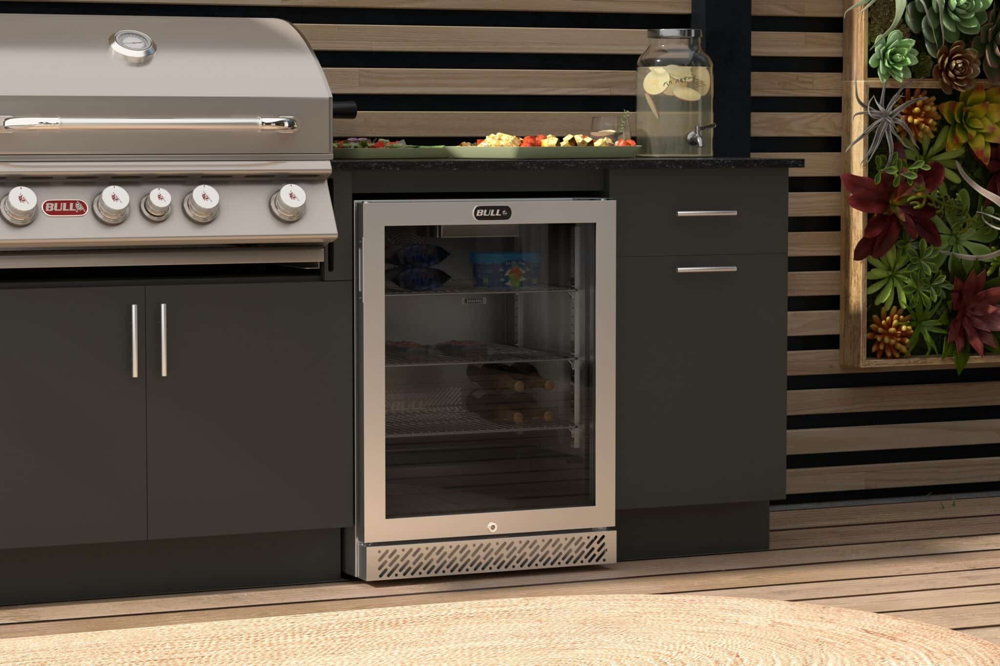 Bull Bbq Grill with Glass Fridge